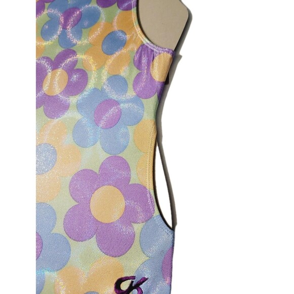 GK Elite VTG Holographic Shimmer Flower Power Cutout Leotard Bodysuit AL Adult L - Picture 12 of 16